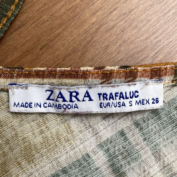 Zara Trafaluc Mustard Yellow green Plaid tartan Jumpsuit S Wide Leg cami strap - Picture 13 of 14